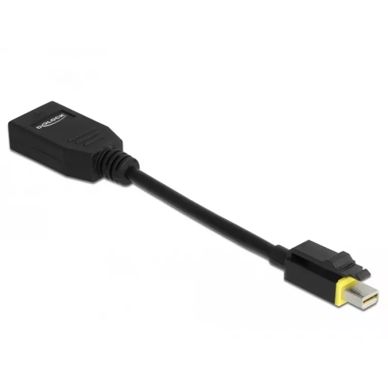 DeLOCK - Adaptador DisplayPort - Mini DisplayPort (M) con bloqueo a DisplayPort (H) - DisplayPort 1.4 - 15 cm - libre de halógenos, compatible con 8K - Negro (65978)