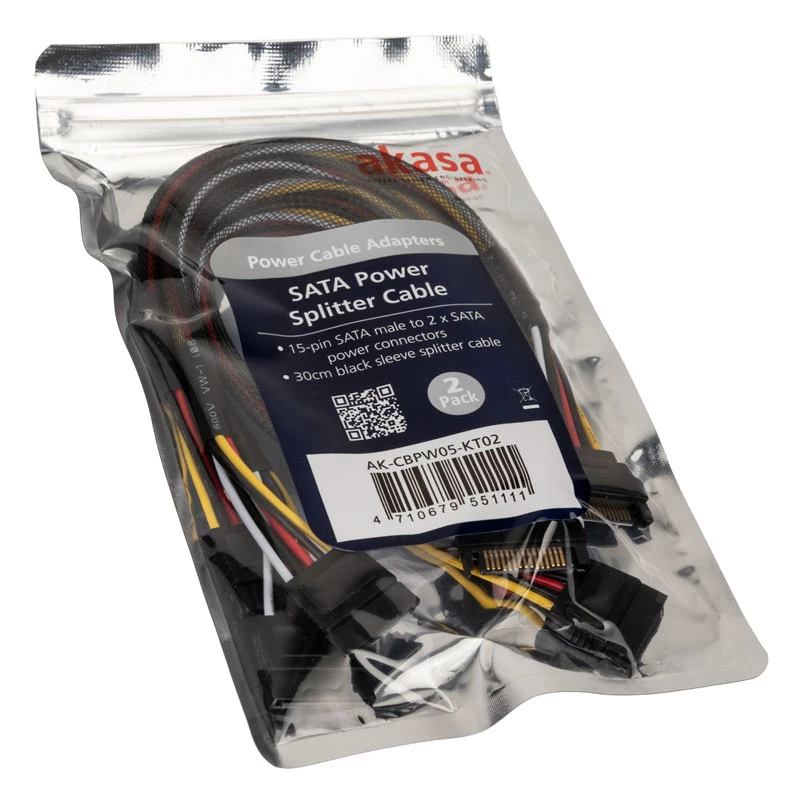 Cable de alimentación SATA en Y Akasa - 30cm pack de 2 - cable - digital/datos