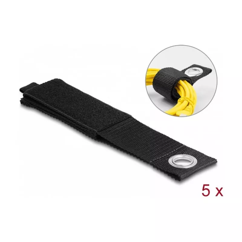 Cinta de velcro resistente DeLOCK 508x50mm negra 5 uds.