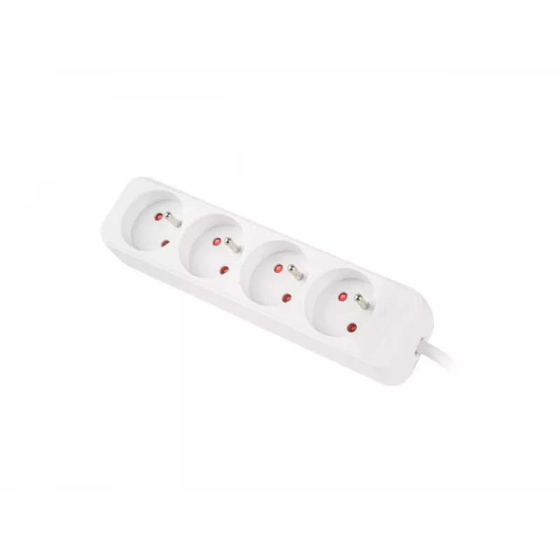 Regleta de enchufes 1,5 m, blanca, 4 enchufes, cable de cobre macizo