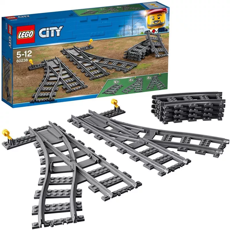 Set de construcción LEGO City 60238 – desvío de vías y accesorios para sets de juego