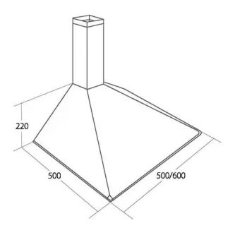Campana de pared AKPO WK-5 SOFT 60 — 600×500 mm, carcasa de acero inoxidable, filtro antigrasa de aluminio/carbón, 156 m³/h