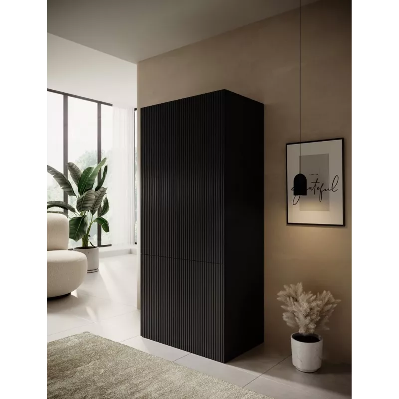 Armario ropero cama meble PAFOS 2D 90×55,5×198,5 cm negro mate — 2 baldas