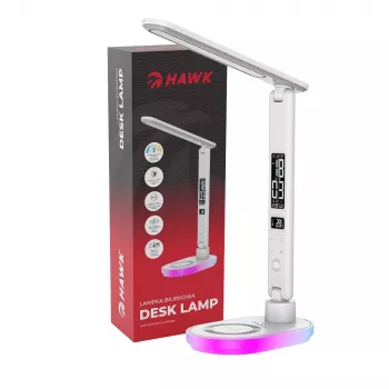 Lámpara de mesa Hawk HW-LAMP03 blanca RGB — lámpara de escritorio LED ajustable con iluminación RGB