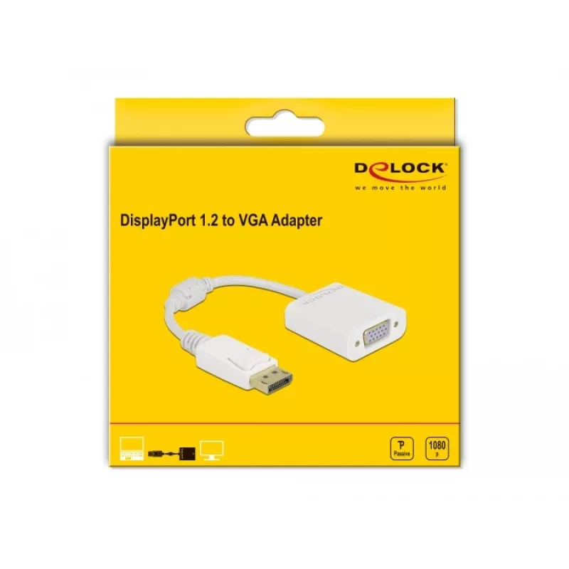 Adaptador DisplayPort 1.2 conector macho a VGA conector hembra DeLOCK 61007