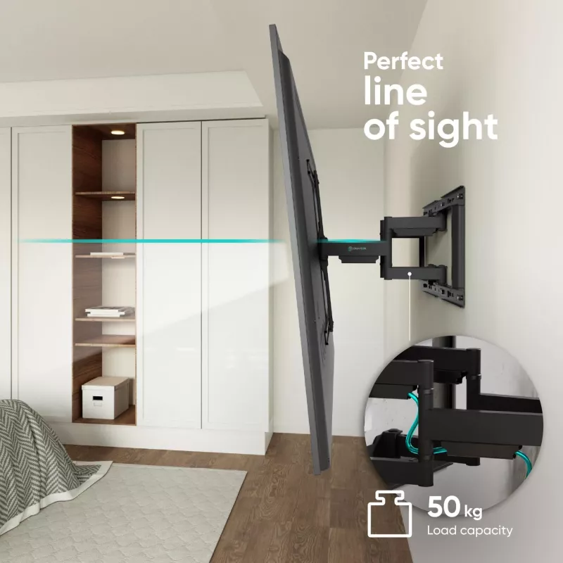 Soporte de suelo para TV ONKRON SM6-B para pantallas de 32 a 90 pulgadas, capacidad de carga 50 kg, VESA 200x200-600x400, inclinación -10-5°, giro 40°