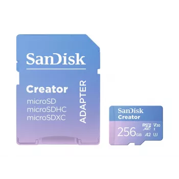 SanDisk Creator tarjeta de memoria microSD 256 GB, altas velocidades de transferencia de hasta 190 MB/s