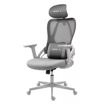Silla gaming huzaro Combat 2.7 — silla gaming ergonómica de tela, gris, respaldo de malla, altura ajustable, mecanismo reclinable, 120 kg máx.