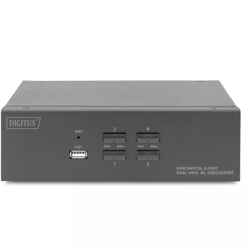Switch KVM DIGITUS, 4 puertos, doble pantalla, 4K, DisplayPort®