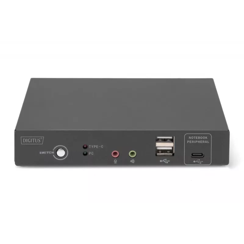 DIGITUS DS-12901 - Conmutador KVM/audio/USB - 4K 30 Hz, entrada USB-C/USB/HDMI, salida HDMI, red