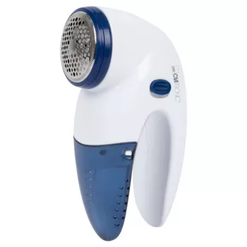 Quitapelusas CLATRONIC TC 3759 – a pilas 2×AA, cuchilla y lámina de acero inoxidable Ø45 mm, azul/blanco
