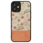Funda protectora Man and Wood para iPhone 12 mini — flor rosa sobre negro