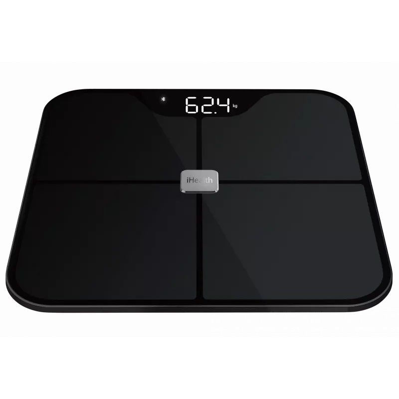 Báscula de grasa corporal iHEALTH Nexus Pro HS2SPRO — inalámbrica, peso máx. 181 kg, medición de IMC, negro