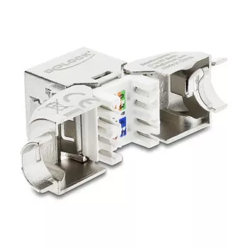 Módulo Keystone DELOCK conector hembra RJ45 a LSA Cat.6A sin herramientas acodado 45° apantallado con enganche metálico