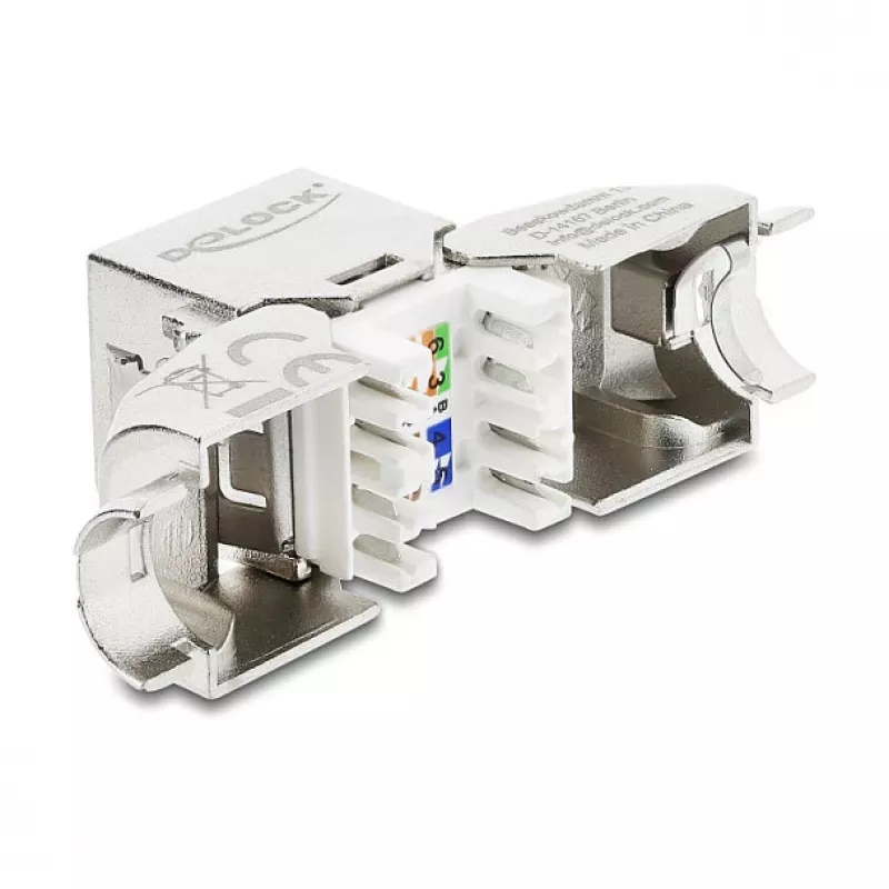 Módulo Keystone DELOCK conector hembra RJ45 a LSA Cat.6A sin herramientas acodado 45° apantallado con enganche metálico