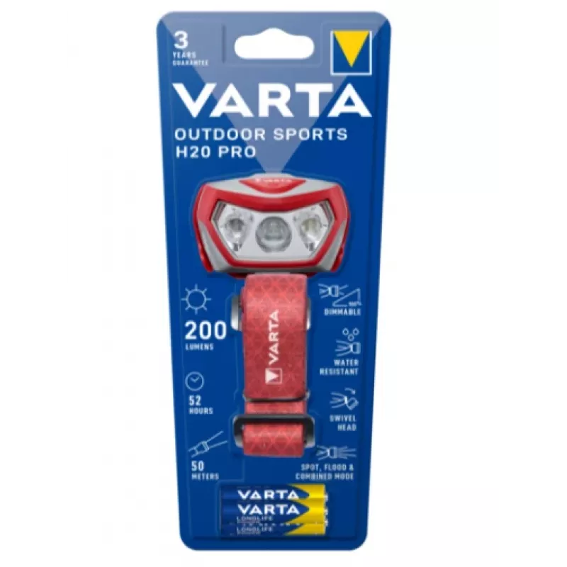 Linterna frontal Varta Outdoor Sports H20 Pro gris rojo