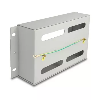 Delock 67319 Regleta de interruptores automáticos de 10" con cubierta y carril DIN, 3U, metal, gris