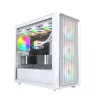 Caja de PC Montech X5M (W) Micro Tower, Blanco — Micro-ATX/Mini-ITX, compatible con fuentes ATX, 3x120 mm frontal, 1x120 mm trasero, 2 bahías de 3,5