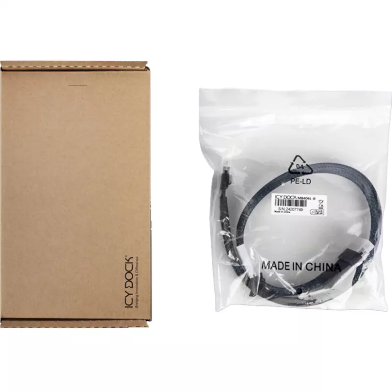ICY DOCK MB406L-B cable SlimSAS 8i SFF-8654 a SlimSAS 8i SFF-8654, 0,5 m, negro