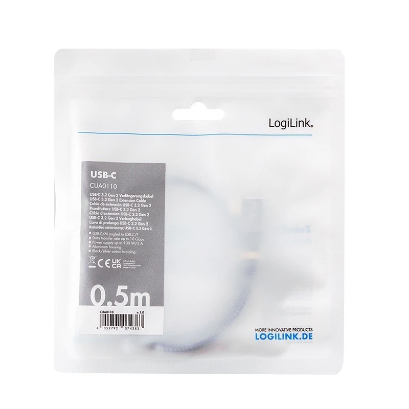 USB 3.2 Gen2 Type-C a USB-C hembra, PD, AV, 0,5 m