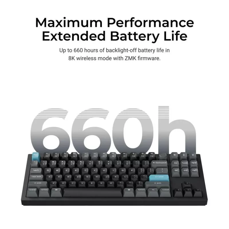 Teclado mecánico 80% QWERTY Keychron Q3 Ultra 8K — Bluetooth y con cable, retroiluminación RGB, negro