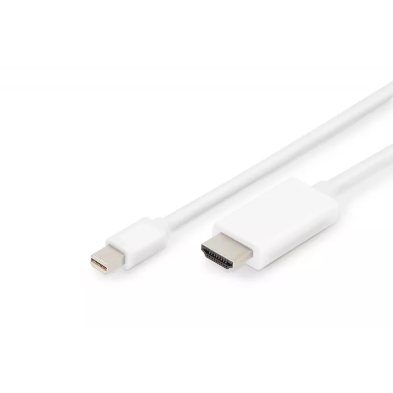 Digitus ASSMANN - Cable adaptador - Mini DisplayPort macho a HDMI macho - 2 m - triple aislamiento - blanco - moldeado, compatible con 4K (AK-340304-0