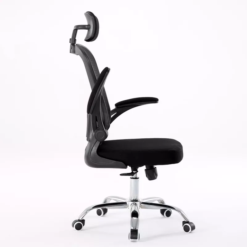 Silla de oficina top e shop DORY CZERŃ — asiento acolchado, respaldo de malla, 650×620 mm, altura hasta 122 cm