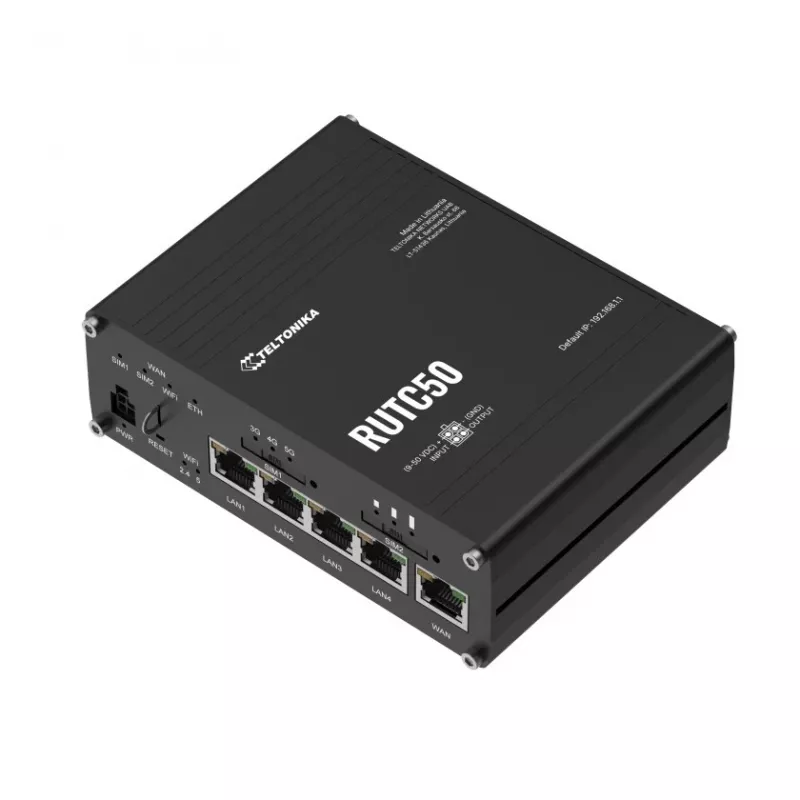 Router inalámbrico Teltonika RUTC50 Gigabit Ethernet Dual-Band (2,4 GHz / 5 GHz) 5G negro