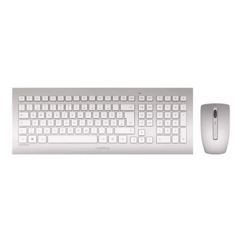 CHERRY DW 8000 teclado y ratón incluidos Office RF inalámbrico QWERTZ alemán plata, blanco