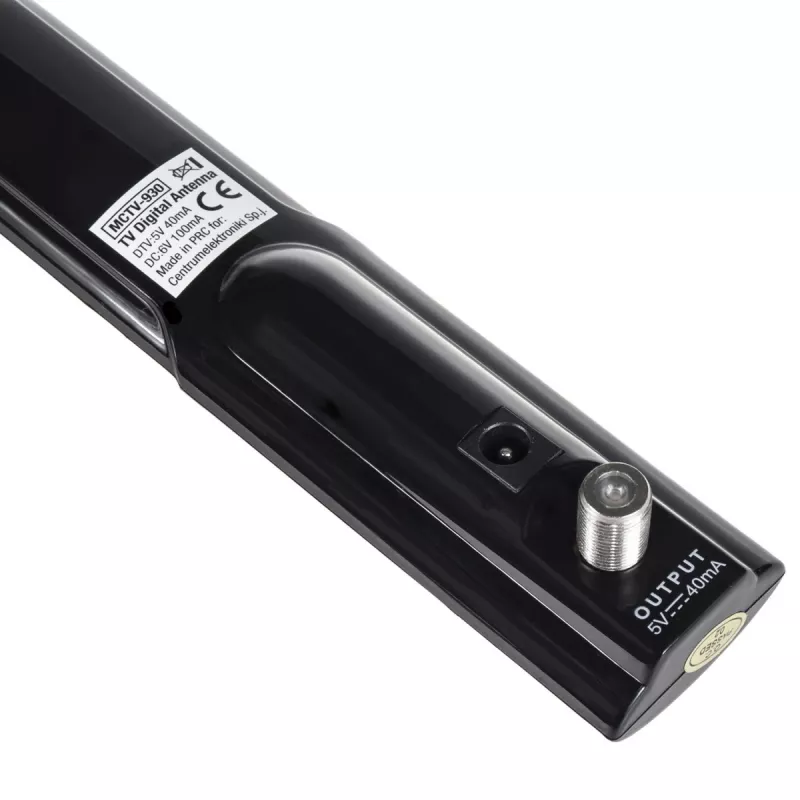 Maclean MCTV-930 antena de TV activa de interior, DVB-T/T2, VHF/UHF/FM, filtro LTE, 28 dB, conector F, negra