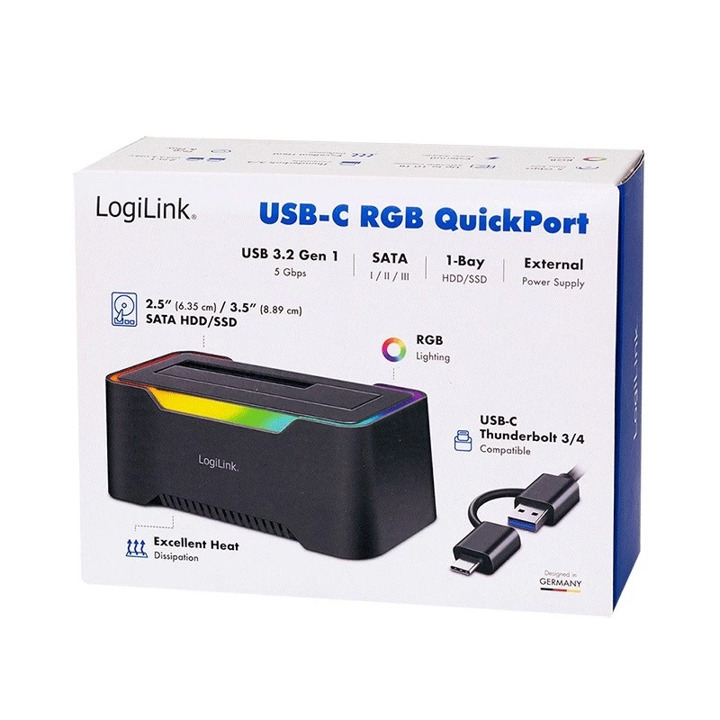 LogiLink Docking station para HDD LogiLink Quickport USB 3.2 1 puerto para 2,5/3,5 SATA (QP0035)