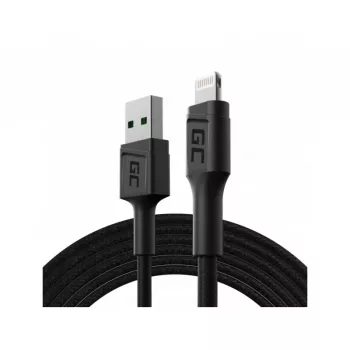 Cable Lightning Green Cell KABGC18 — 2 m, Lightning a USB-A, negro