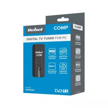 Sintonizador de TV digital Rebel Comp KOM1060 — receptor DVB-T2 HEVC