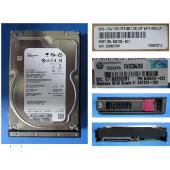 Unidad de disco duro HPE SPS-DRV HDD 2TB 6G 7.2K LFF SATA MDL LP (862132-001)