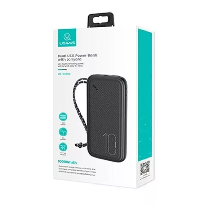 Batería externa portátil USAMS PB56 10000 mAh 2x USB / USB-C / MicroUSB carga rápida