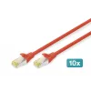 DIGITUS Cable de conexión CAT6A S/FTP, 1 m, rojo, pack de 10