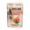 Comida húmeda para gatos SHELMA con salmón y bacalao en salsa, 4 x 85 g sobres, 81 % de humedad, 10 % de proteína