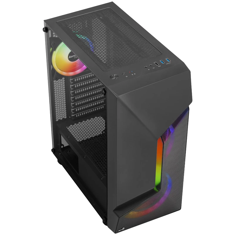 Aerocool Scape-G-BK-v2 Midi-Tower, Tempered Glass, FRGB - negro