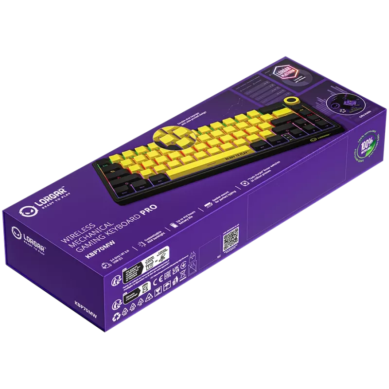 Teclado gaming mecánico LORGAR KBP70MW 65% negro amarillo distribución EN