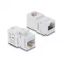 Delock 90713 Acoplador de módulo Keystone RJ45 hembra a hembra, Cat.6A, en ángulo de 90 grados, plástico, UTP, blanco
