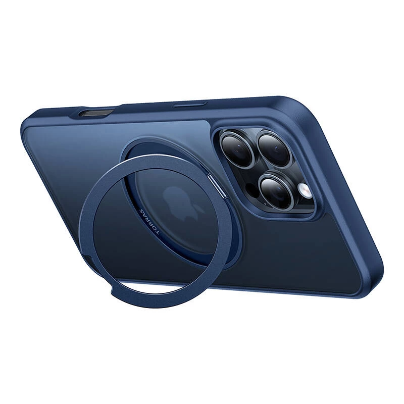 Funda protectora Torras Ostand Pro para iPhone 16 Pro, azul, diseño delgado