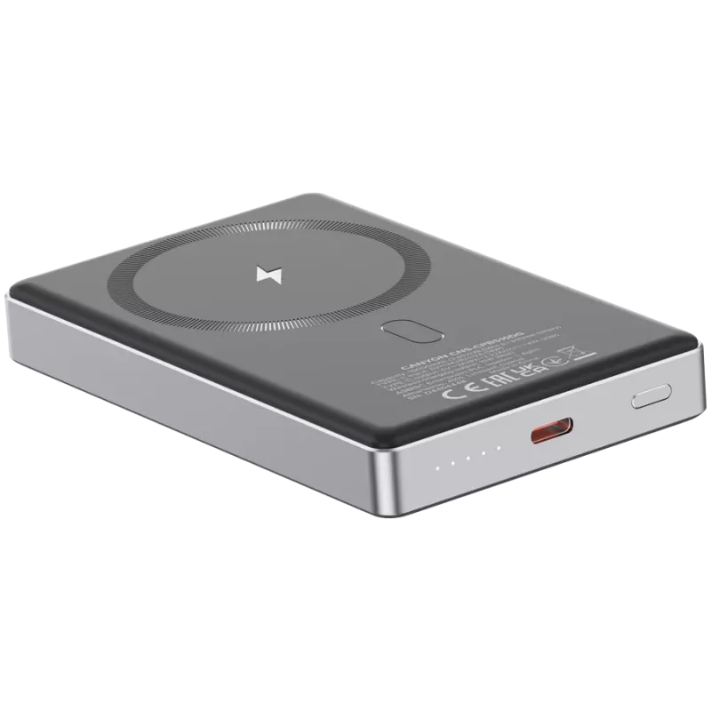Canyon OnCharge 510 - Batería externa - 10.000 mAh - entrada USB-C - salida USB-C PD 20W + Wireless Magnet