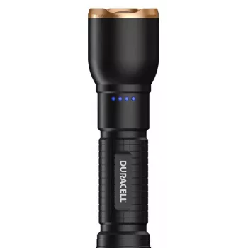 Linterna Duracell DF2500R — negra, linterna de mano recargable