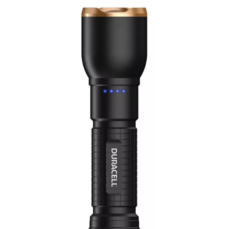 Linterna Duracell DF2500R — negra, linterna de mano recargable