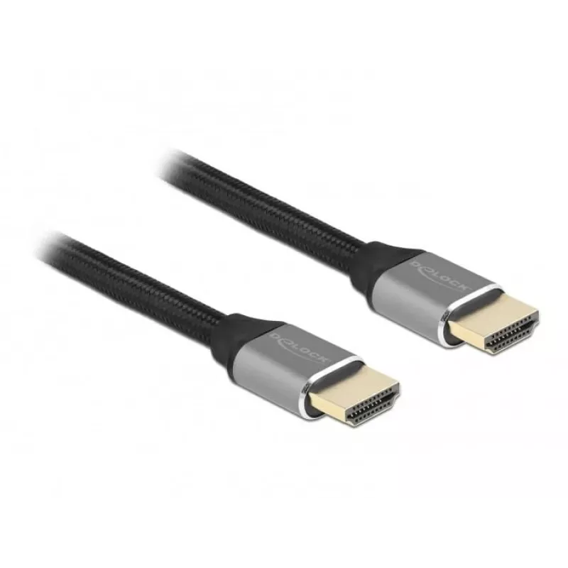 Delock - Cable HDMI Ultra High Speed - HDMI macho a HDMI macho - 50 cm - Triple aislamiento - Gris - Contactos con baño de oro, compatible con 8K 6