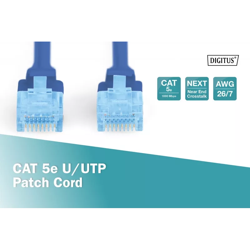 Latiguillo de red DIGITUS Digitus CAT 5e U/UTP, 5 m, U/UTP, RJ-45 – azul