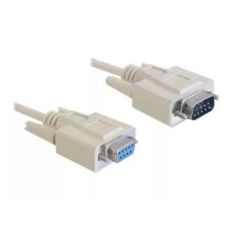 Delock Cable alargador serie, DB9 macho a hembra, moldeado, tornillos de mariposa, 2 m, beige