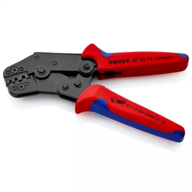 Alicate de crimpar Knipex 97 52 14 para terminales sin aislar y conectores abiertos 0,10 a 1,5 mm²