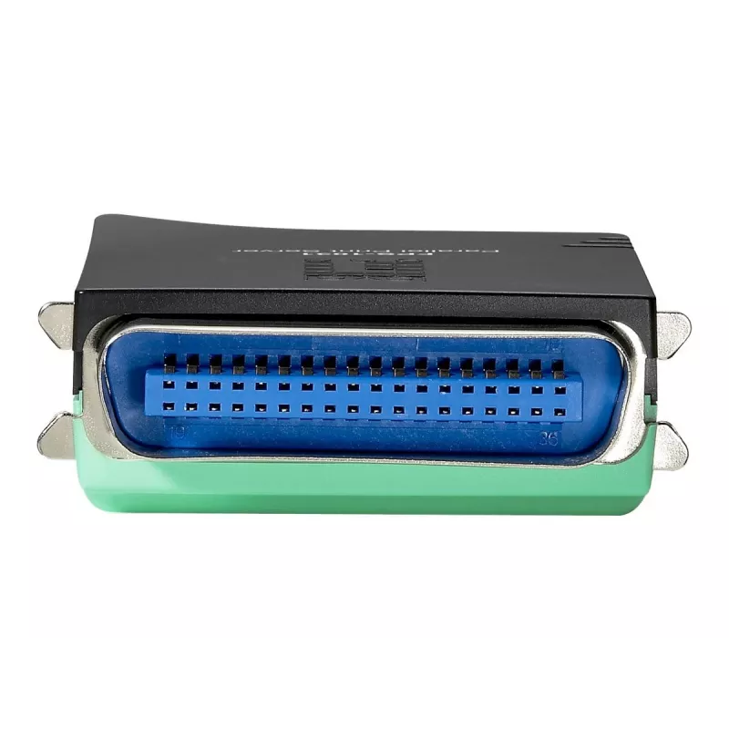 LevelOne servidor de impresión paralelo, negro, verde, actividad, enlace, alimentación, estado, Taiwán, Ethernet LAN, IEEE 802.3, IEEE 802.3u, 10,100 Mbit/s