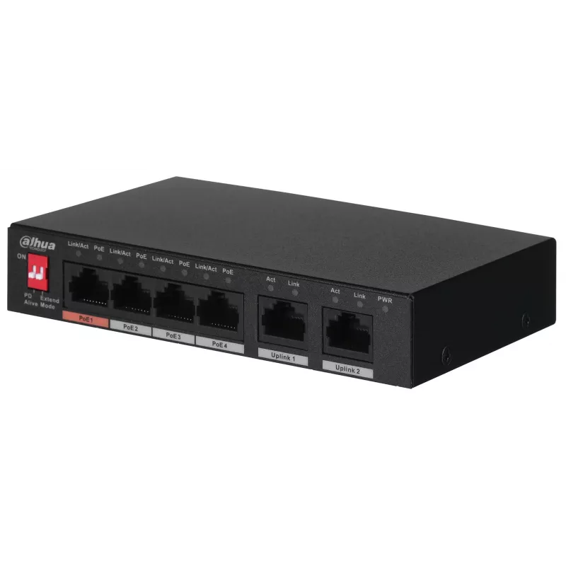 Dahua Technology PFS3006-4ET-60 Unmanaged L2 Fast Ethernet (10/100) Power over Ethernet (PoE) negro